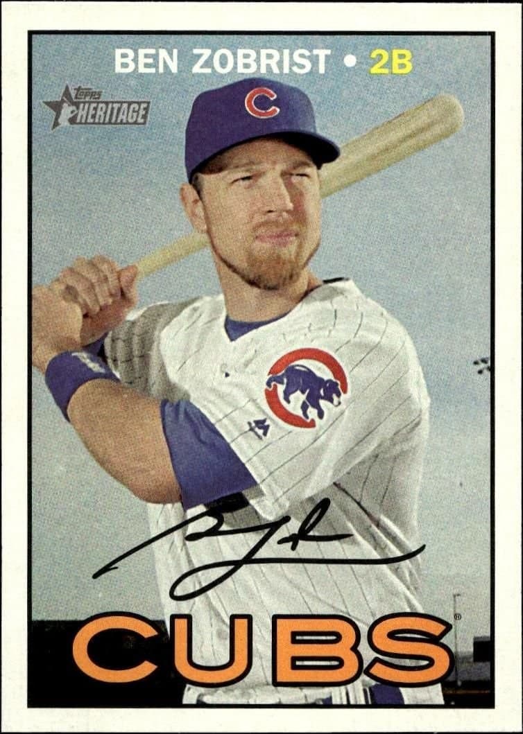Ben Zobrist 2016 Topps Heritage #564 Baseball Trading Card - Front 2016 Topps Heritage Ben Zobrist #564 baseball trading card front