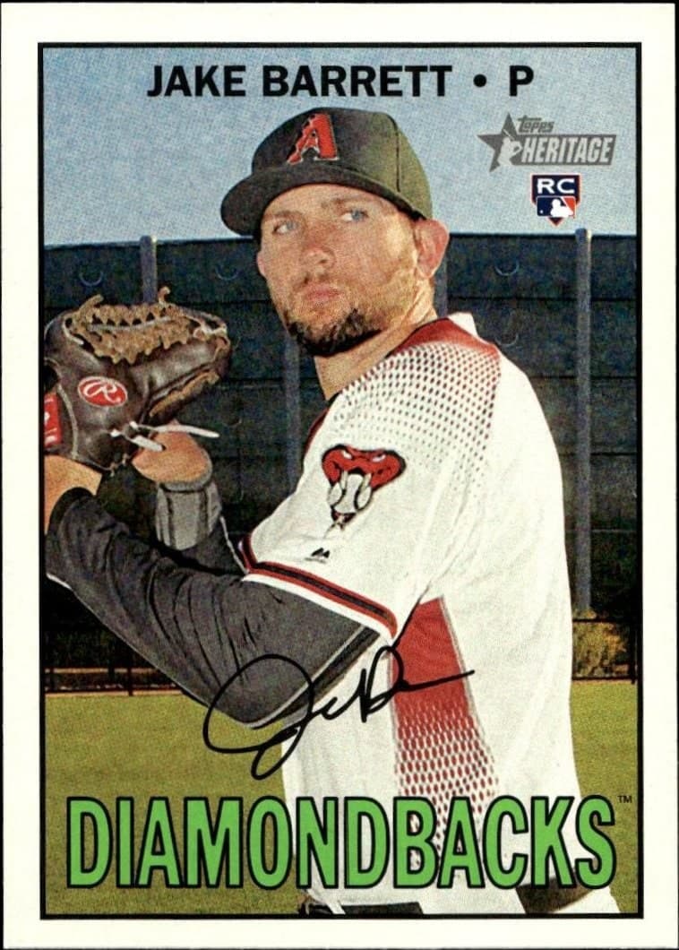 Jake Barrett 2016 Topps Heritage #636 Baseball Trading Card - Front 2016 Topps Heritage Jake Barrett #636 baseball trading card front