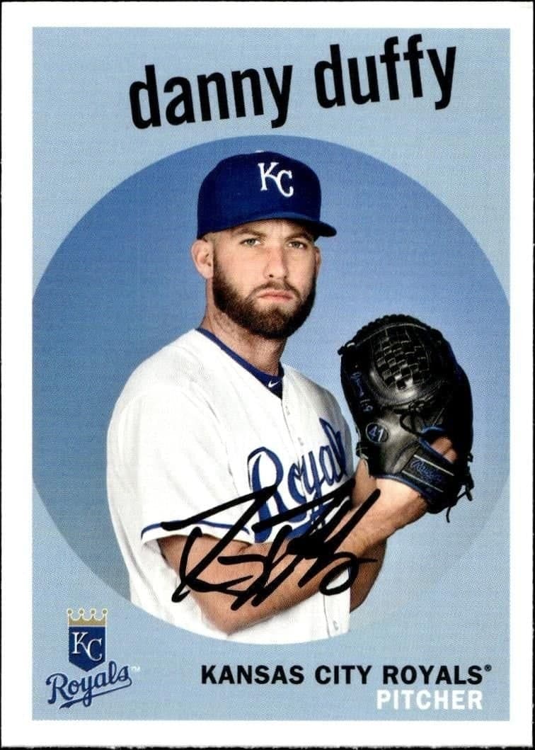 Danny Duffy 2018 Topps Heritage #80 Baseball Trading Card - Front 2018 Topps Heritage Danny Duffy #80 baseball trading card front