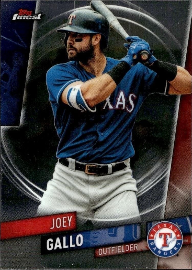 Joey Gallo 2019 Topps Finest #62 Baseball Trading Card - Front 2019 Topps Finest Joey Gallo #62 baseball trading card front