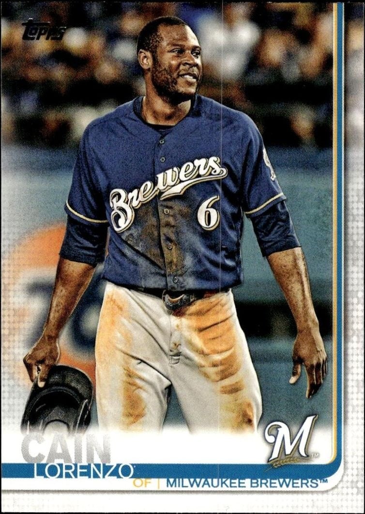 Lorenzo Cain 2019 Topps #5 Baseball Trading Card - Front 2019 Topps Lorenzo Cain #5 baseball trading card front