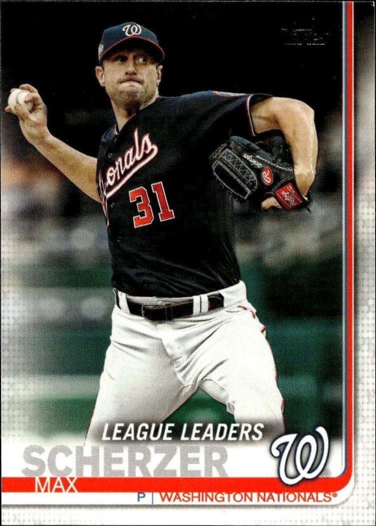 Max Scherzer 2019 Topps #6 Baseball Trading Card - Front 2019 Topps Max Scherzer #6 baseball trading card front