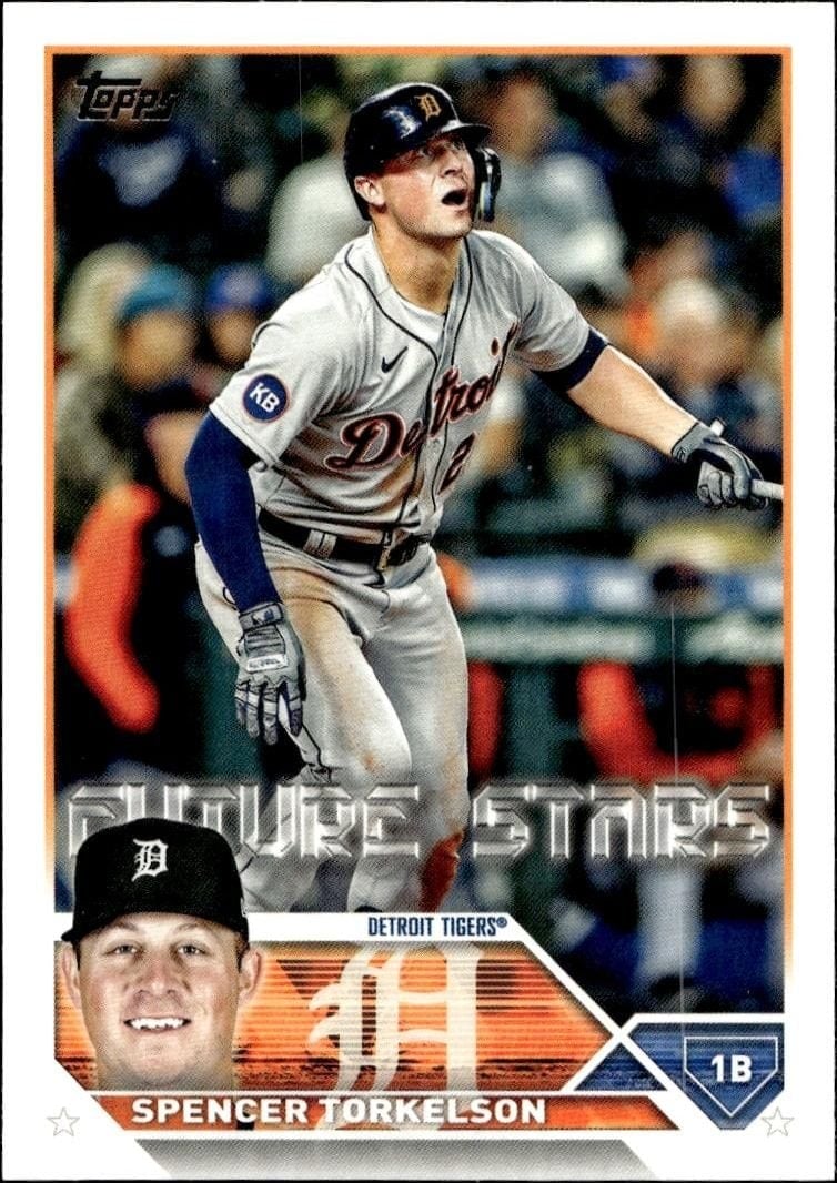 Spencer Torkelson 2023 Topps Series 2 #365 Baseball Trading Card - Front 2023 Topps Series 2 Spencer Torkelson #365 baseball trading card front