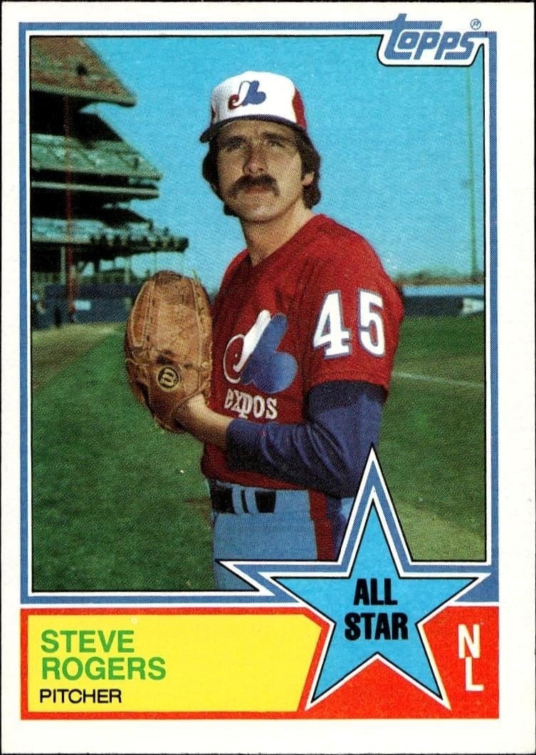 Steve Rogers 1983 Topps #405 Baseball Trading Card - Front 1983 Topps Steve Rogers #405 baseball trading card front