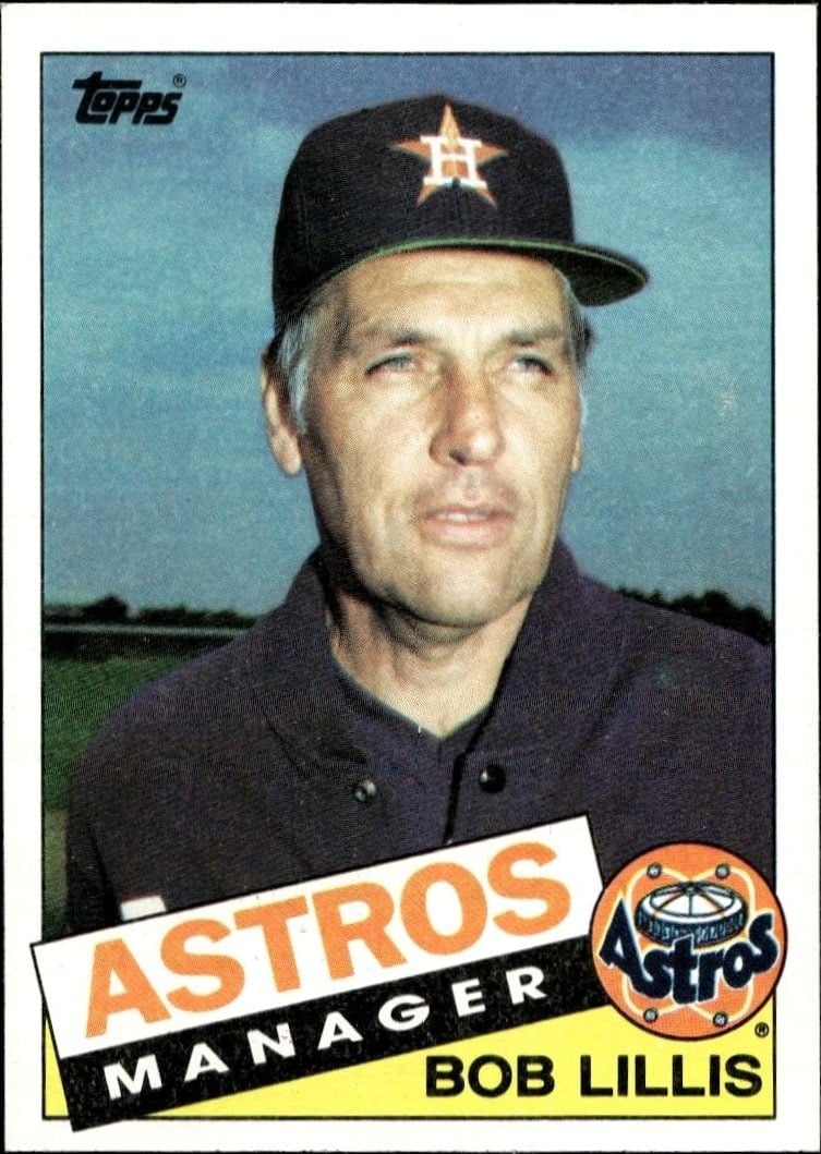 Bob Lillis 1985 Topps #186 Baseball Trading Card - Front 1985 Topps Bob Lillis #186 baseball trading card front
