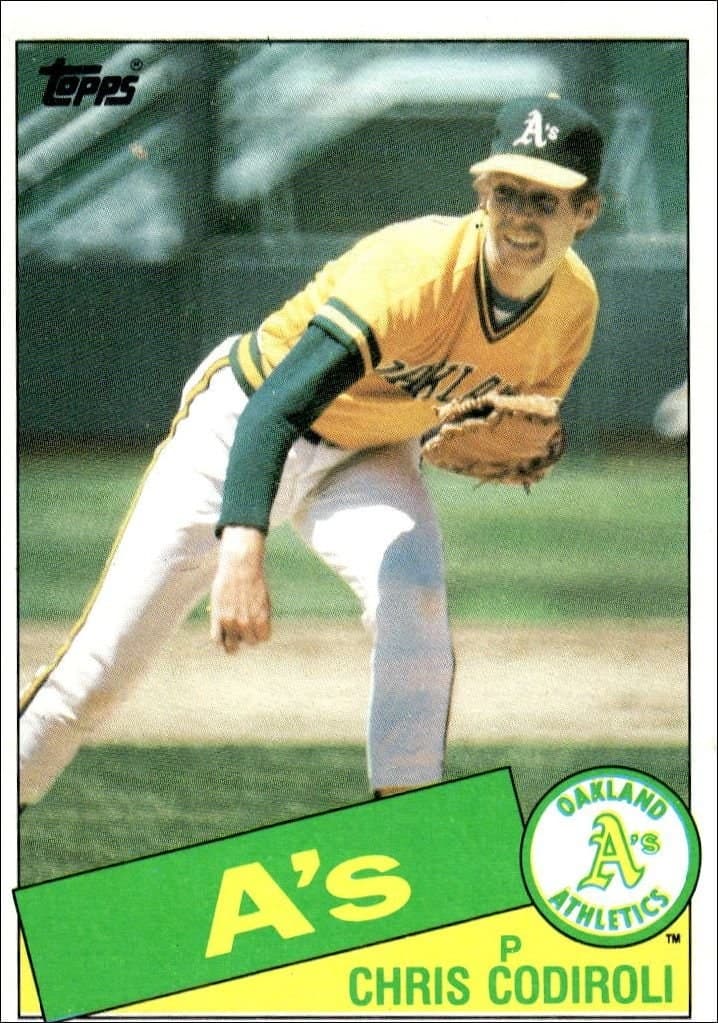 Chris Codiroli 1985 Topps #552 Baseball Trading Card - Front 1985 Topps Chris Codiroli #552 baseball trading card front