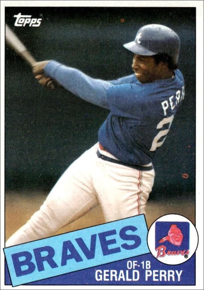 Gerald Perry 1985 Topps #219 Baseball Trading Card - Front 1985 Topps Gerald Perry #219 baseball trading card front