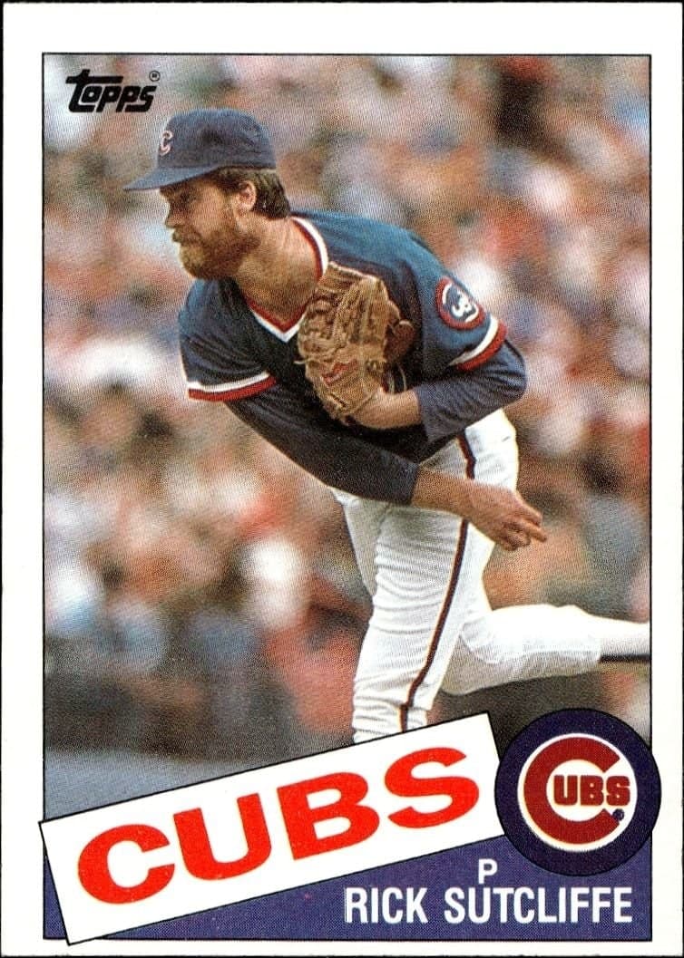 Rick Sutcliffe 1985 Topps #72 Baseball Trading Card - Front 1985 Topps Rick Sutcliffe #72 baseball trading card front