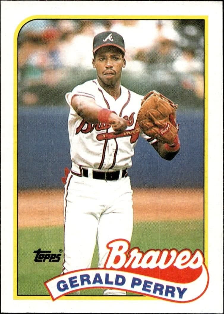 Gerald Perry 1989 Topps #130 Baseball Trading Card - Front 1989 Topps Gerald Perry #130 baseball trading card front