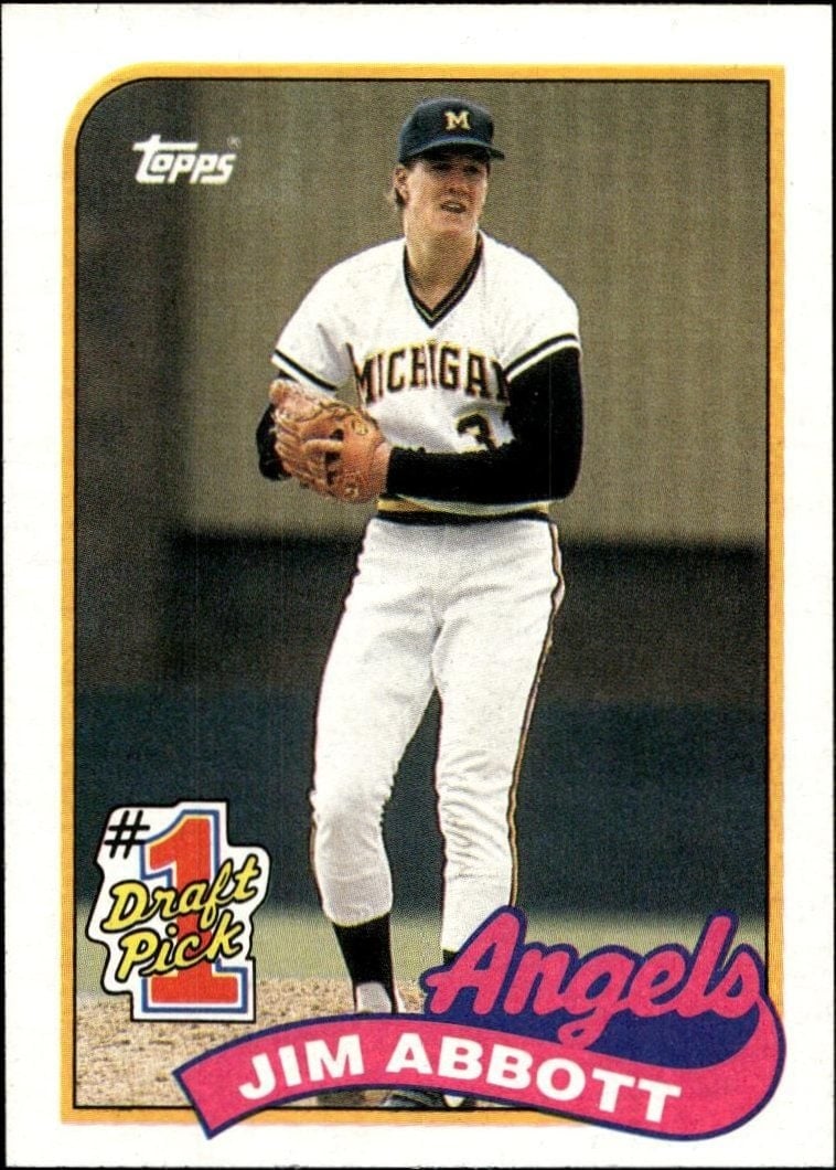 Jim Abbott 1989 Topps #573 Baseball Trading Card - Front 1989 Topps Jim Abbott #573 baseball trading card front