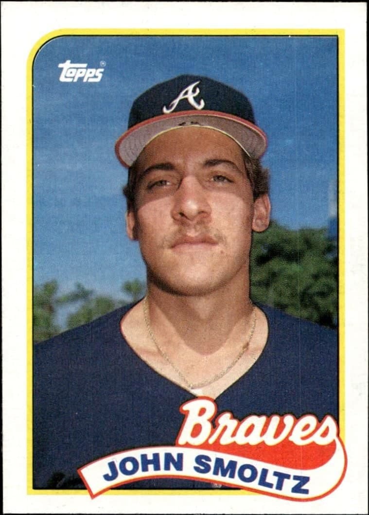 John Smoltz 1989 Topps #382 Baseball Trading Card - Front 1989 Topps John Smoltz #382 baseball trading card front