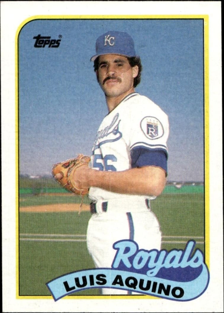 Luis Aquino 1989 Topps #266 Baseball Trading Card - Front 1989 Topps Luis Aquino #266 baseball trading card front