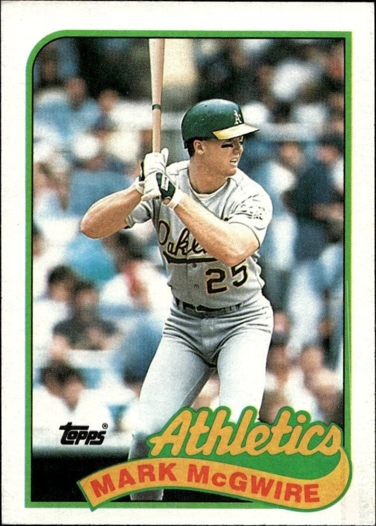 Mark McGwire 1989 Topps #70 Baseball Trading Card - Front 1989 Topps Mark McGwire #70 baseball trading card front
