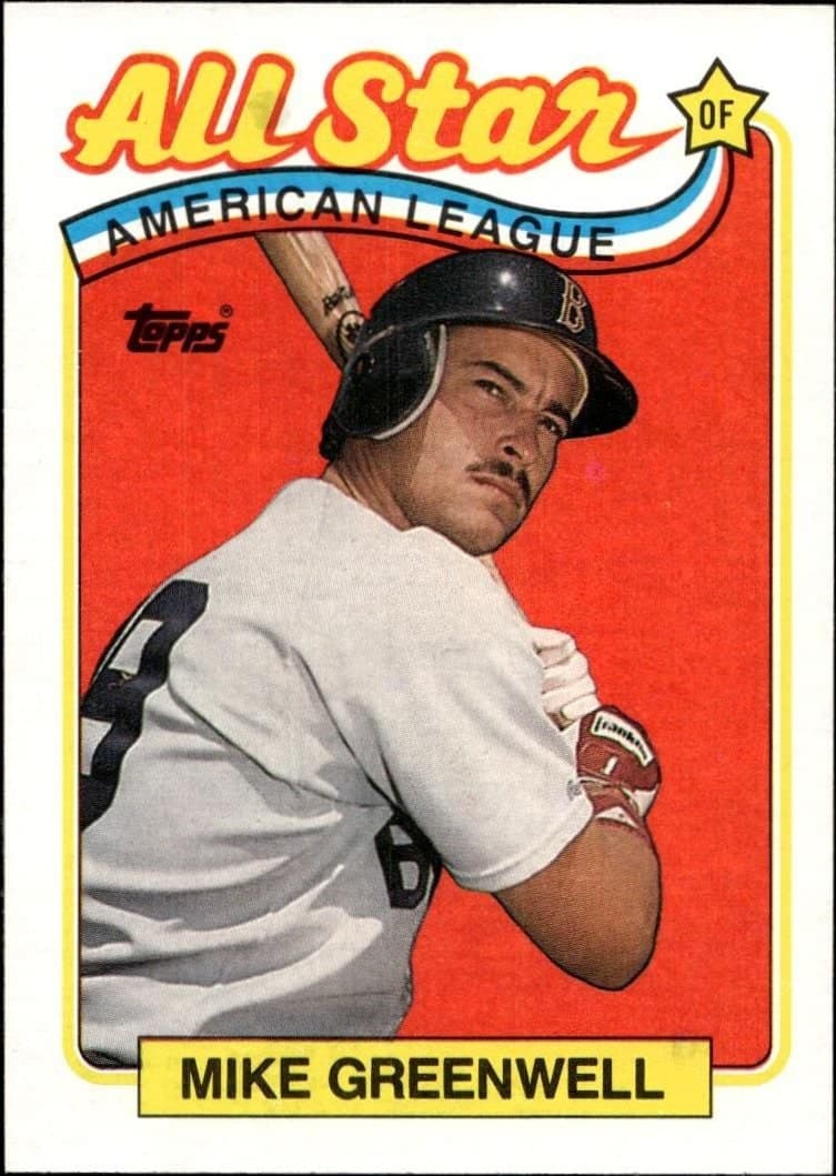 Mike Greenwell 1989 Topps #402 Baseball Trading Card - Front 1989 Topps Mike Greenwell #402 baseball trading card front