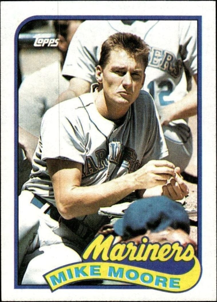 Mike Moore 1989 Topps #28 Baseball Trading Card - Front 1989 Topps Mike Moore #28 baseball trading card front