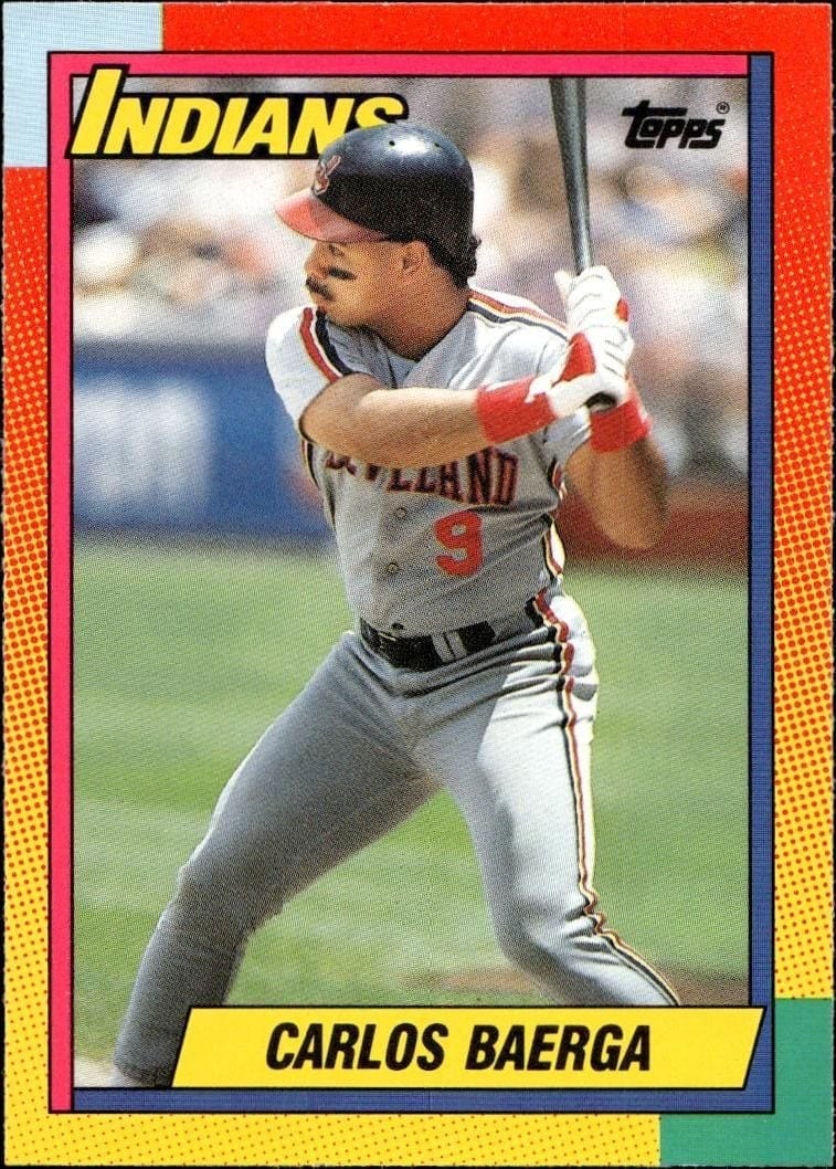 Carlos Baerga 1990 Topps Traded #6T Baseball Trading Card - Front 1990 Topps Traded Carlos Baerga #6T baseball trading card front