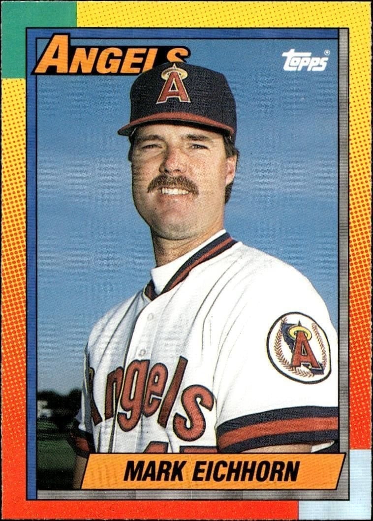 Mark Eichhorn 1990 Topps Traded #28T Baseball Trading Card - Front 1990 Topps Traded Mark Eichhorn #28T baseball trading card front
