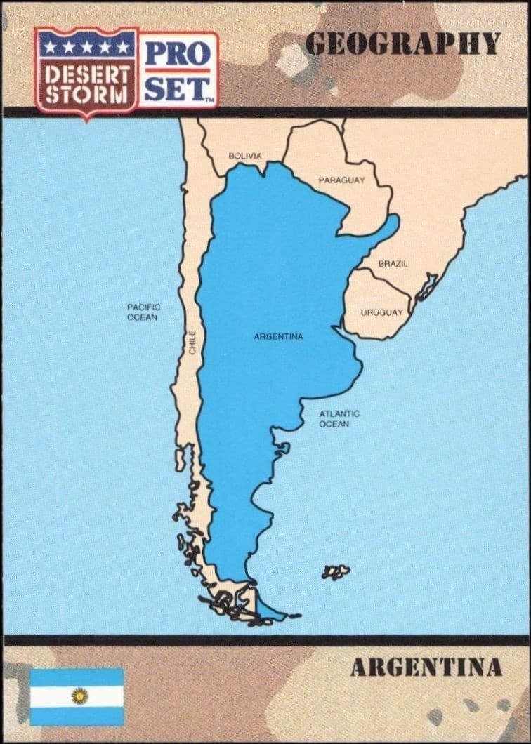 Argentina 1991 Pro Set Desert Storm #2 Military Trading Card - Front 1991 Pro Set Desert Storm Argentina #2 military trading card front