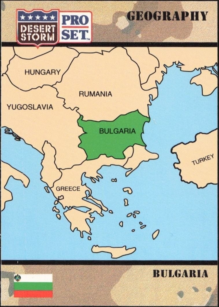 Bulgaria 1991 Pro Set Desert Storm #10 Military Trading Card - Front 1991 Pro Set Desert Storm Bulgaria #10 military trading card front