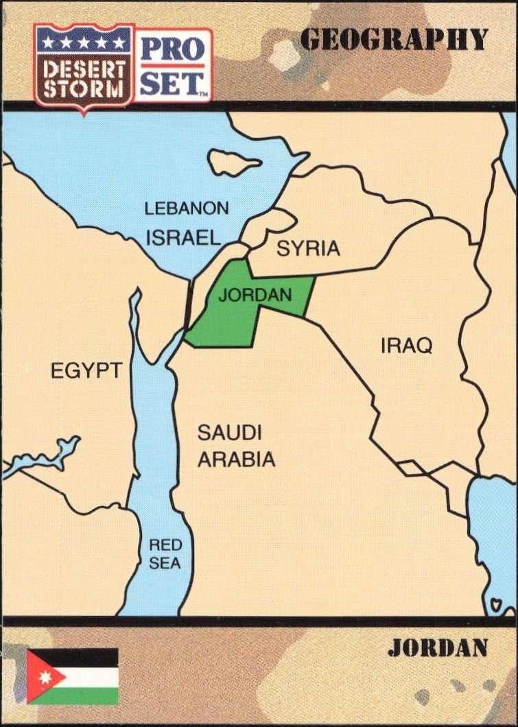 Jordan 1991 Pro Set Desert Storm #30 Military Trading Card - Front 1991 Pro Set Desert Storm Jordan #30 military trading card front