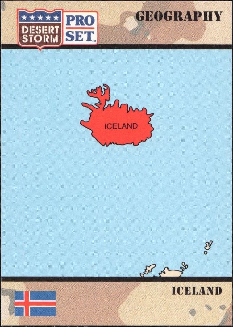 Lceland 1991 Pro Set Desert Storm #23 Military Trading Card - Front 1991 Pro Set Desert Storm Lceland #23 military trading card front