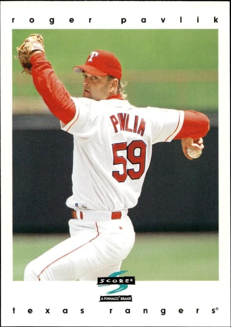 Roger Pavlik 1997 Pinnacle Score #8 Baseball Trading Card - Front 1997 Pinnacle Score Roger Pavlik #8 baseball trading card front