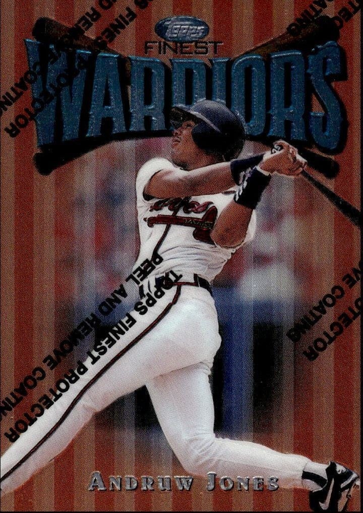Andruw Jones 1997 Topps Finest #100 Baseball Trading Card - Front 1997 Topps Finest Andruw Jones #100 baseball trading card front