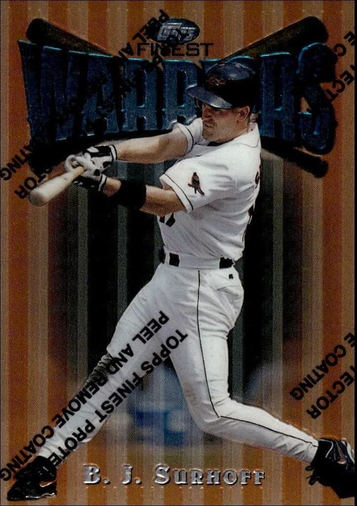 B.J. Surhoff 1997 Topps Finest #47 Baseball Trading Card - Front 1997 Topps Finest B.J. Surhoff #47 baseball trading card front