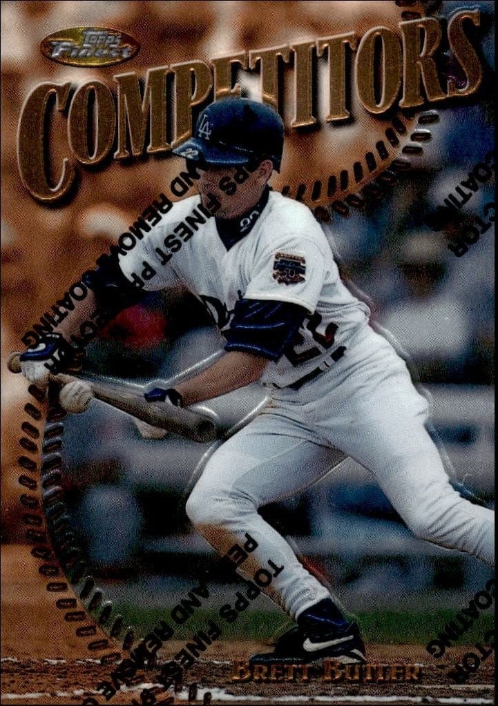 Brett Butler 1997 Topps Finest #197 Baseball Trading Card - Front 1997 Topps Finest Brett Butler #197 baseball trading card front