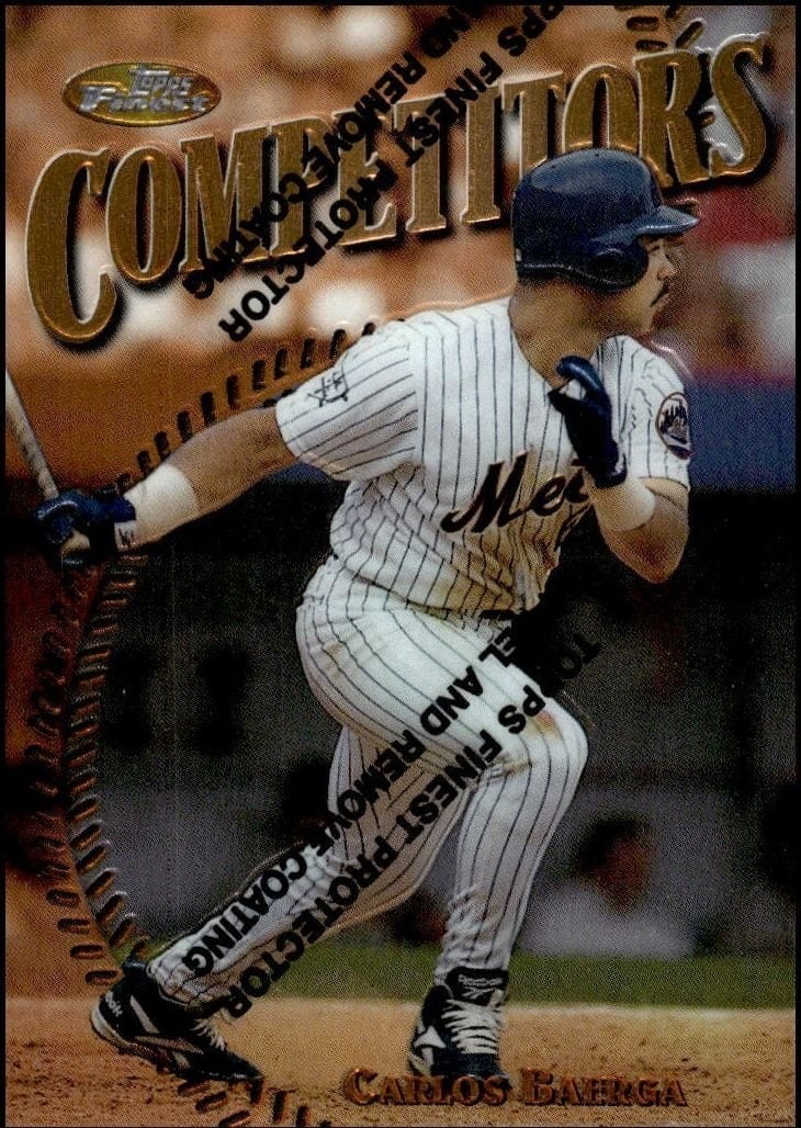 Carlos Baerga 1997 Topps Finest #230 Baseball Trading Card - Front 1997 Topps Finest Carlos Baerga #230 baseball trading card front