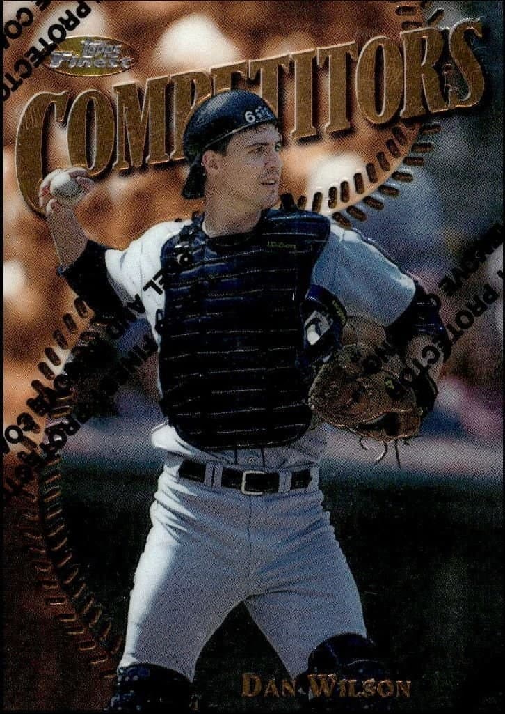 Dan Wilson 1997 Topps Finest #220 Baseball Trading Card - Front 1997 Topps Finest Dan Wilson #220 baseball trading card front
