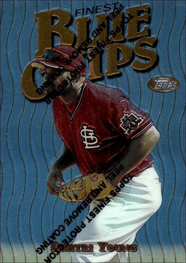 Dmitri Young 1997 Topps Finest #177 Baseball Trading Card - Front 1997 Topps Finest Dmitri Young #177 baseball trading card front