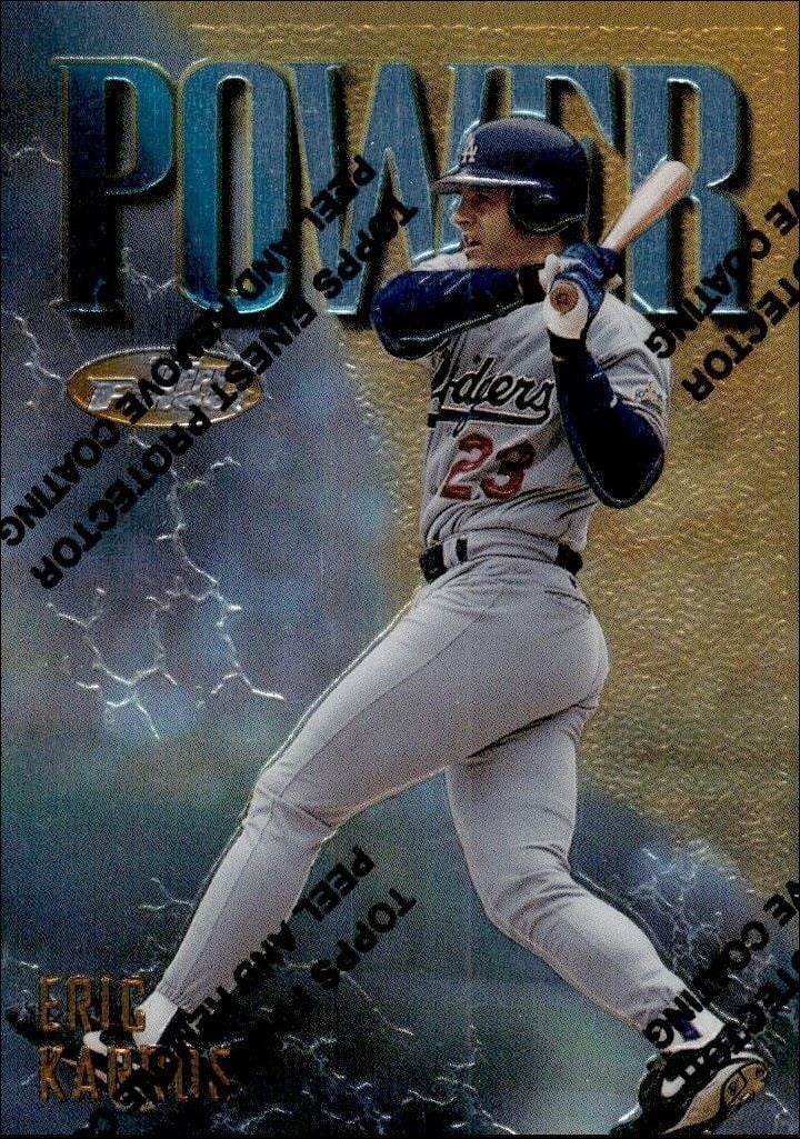 Eric Karros 1997 Topps Finest #255 Baseball Trading Card - Front 1997 Topps Finest Eric Karros #255 baseball trading card front