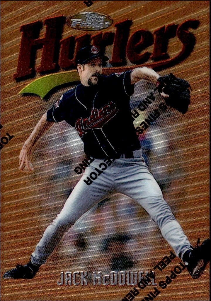Jack McDowell 1997 Topps Finest #55 Baseball Trading Card - Front 1997 Topps Finest Jack McDowell #55 baseball trading card front