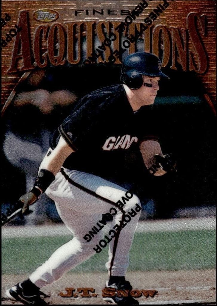J.T. Snow 1997 Topps Finest #237 Baseball Trading Card - Front 1997 Topps Finest J.T. Snow #237 baseball trading card front