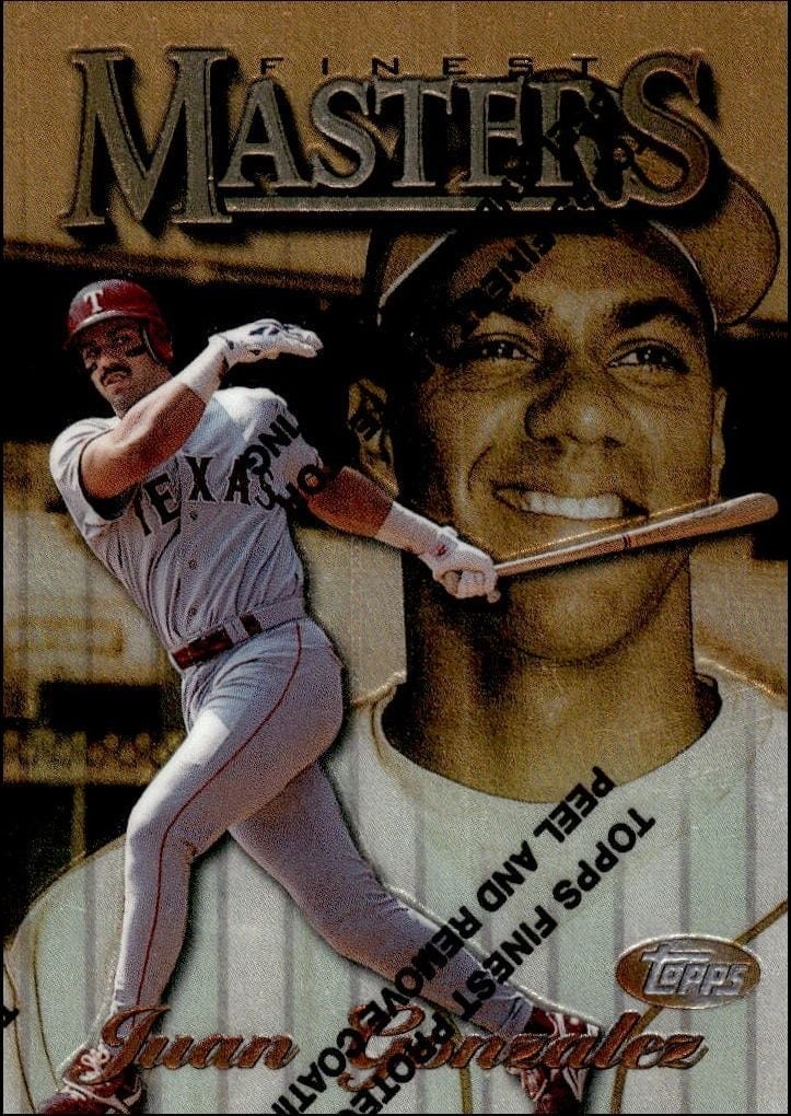 Juan Gonzalez 1997 Topps Finest #212 Baseball Trading Card - Front 1997 Topps Finest Juan Gonzalez #212 baseball trading card front