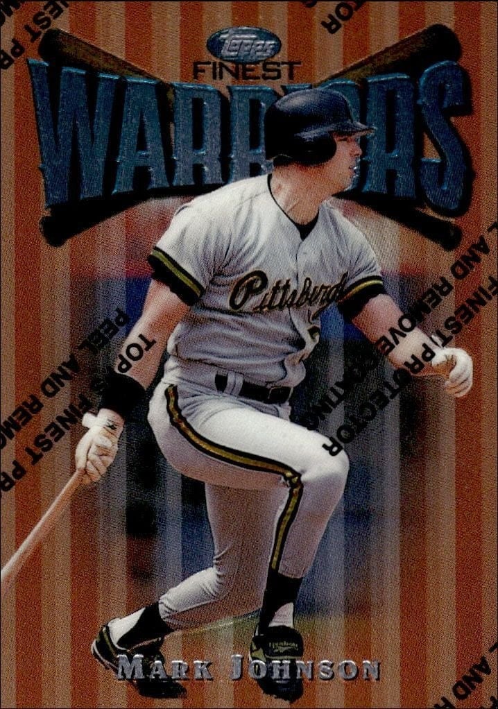Mark Johnson 1997 Topps Finest #9 Baseball Trading Card - Front 1997 Topps Finest Mark Johnson #9 baseball trading card front