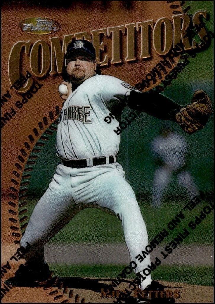 Mike Fetters 1997 Topps Finest #184 Baseball Trading Card - Front 1997 Topps Finest Mike Fetters #184 baseball trading card front