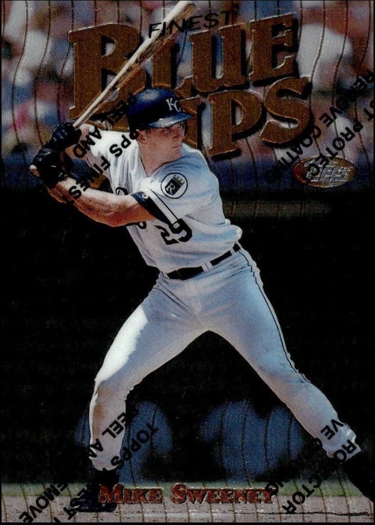 Mike Sweeney 1997 Topps Finest #88 Baseball Trading Card - Front 1997 Topps Finest Mike Sweeney #88 baseball trading card front