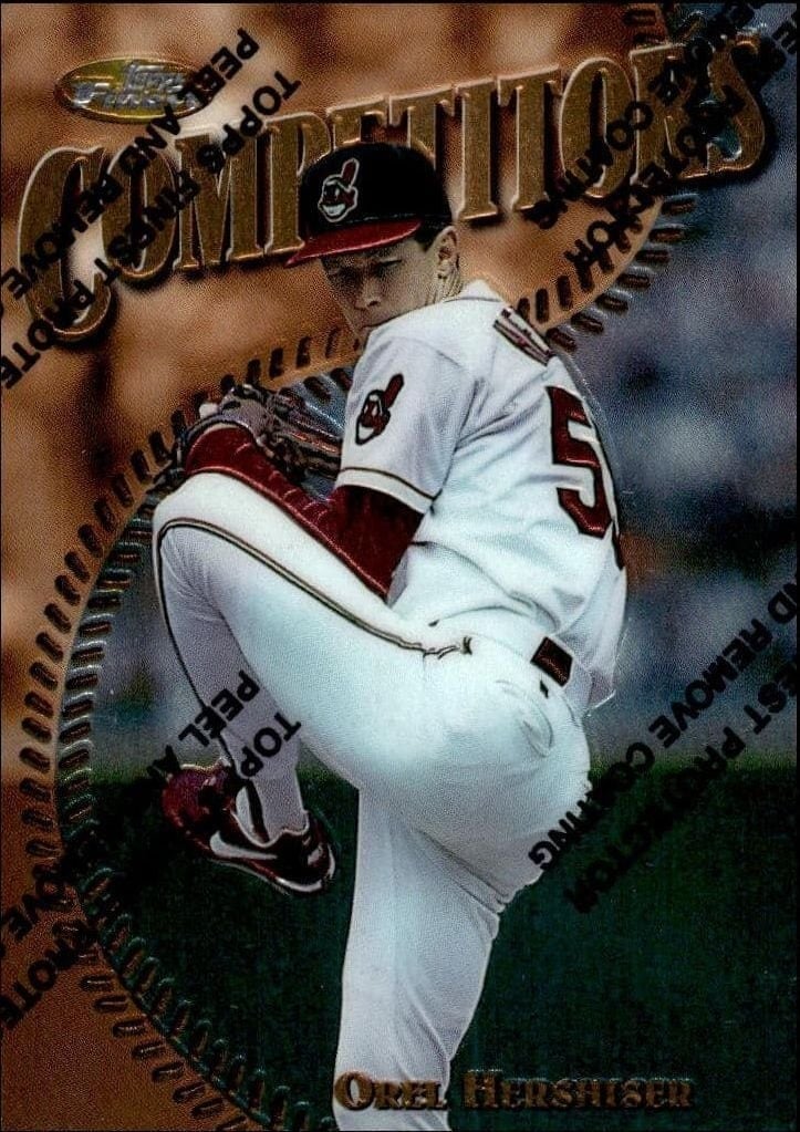 Orel Hershiser 1997 Topps Finest #261 Baseball Trading Card - Front 1997 Topps Finest Orel Hershiser #261 baseball trading card front
