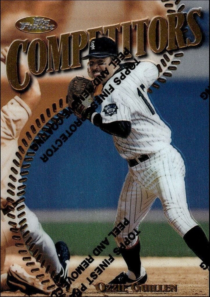 Ozzie Guillen 1997 Topps Finest #224 Baseball Trading Card - Front 1997 Topps Finest Ozzie Guillen #224 baseball trading card front
