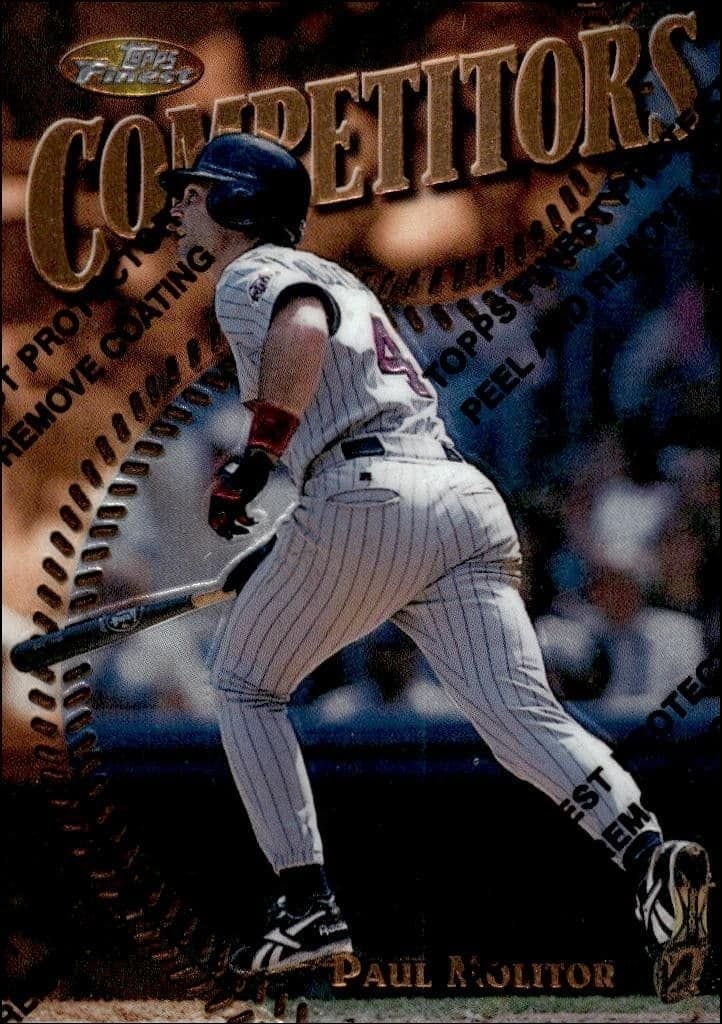 Paul Molitor 1997 Topps Finest #181 Baseball Trading Card - Front 1997 Topps Finest Paul Molitor #181 baseball trading card front