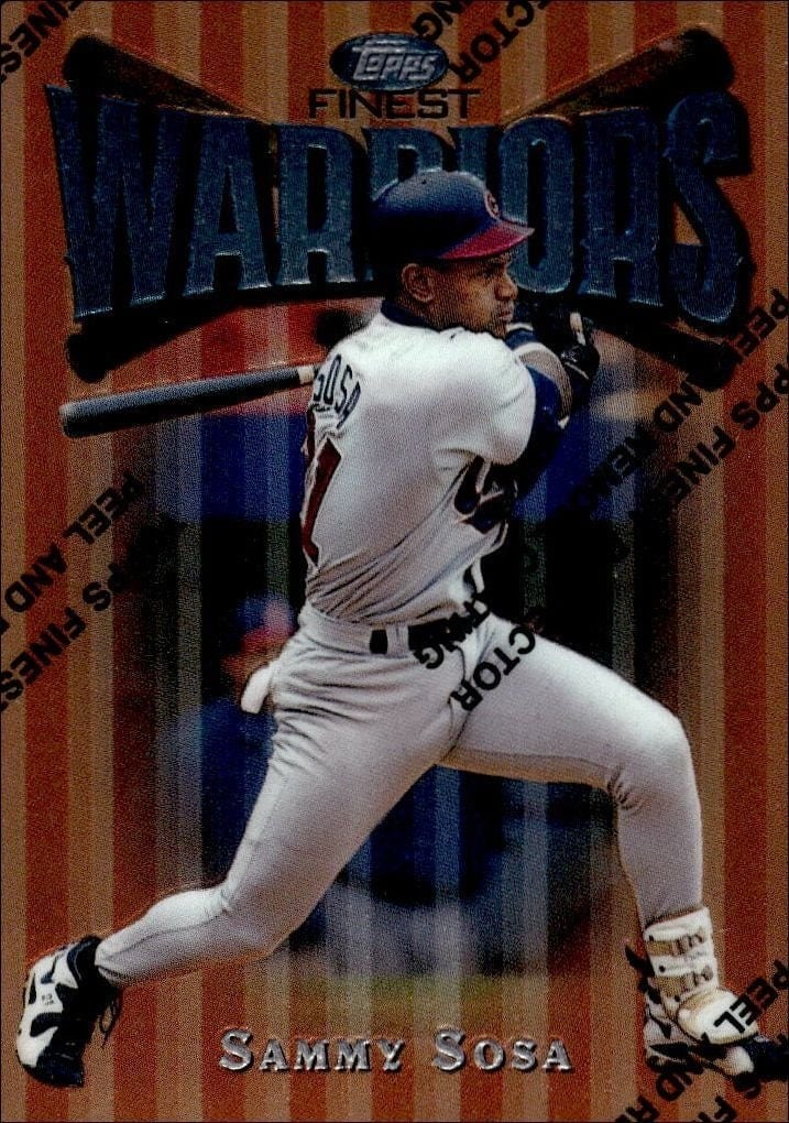 Sammy Sosa 1997 Topps Finest #20 Baseball Trading Card - Front 1997 Topps Finest Sammy Sosa #20 baseball trading card front