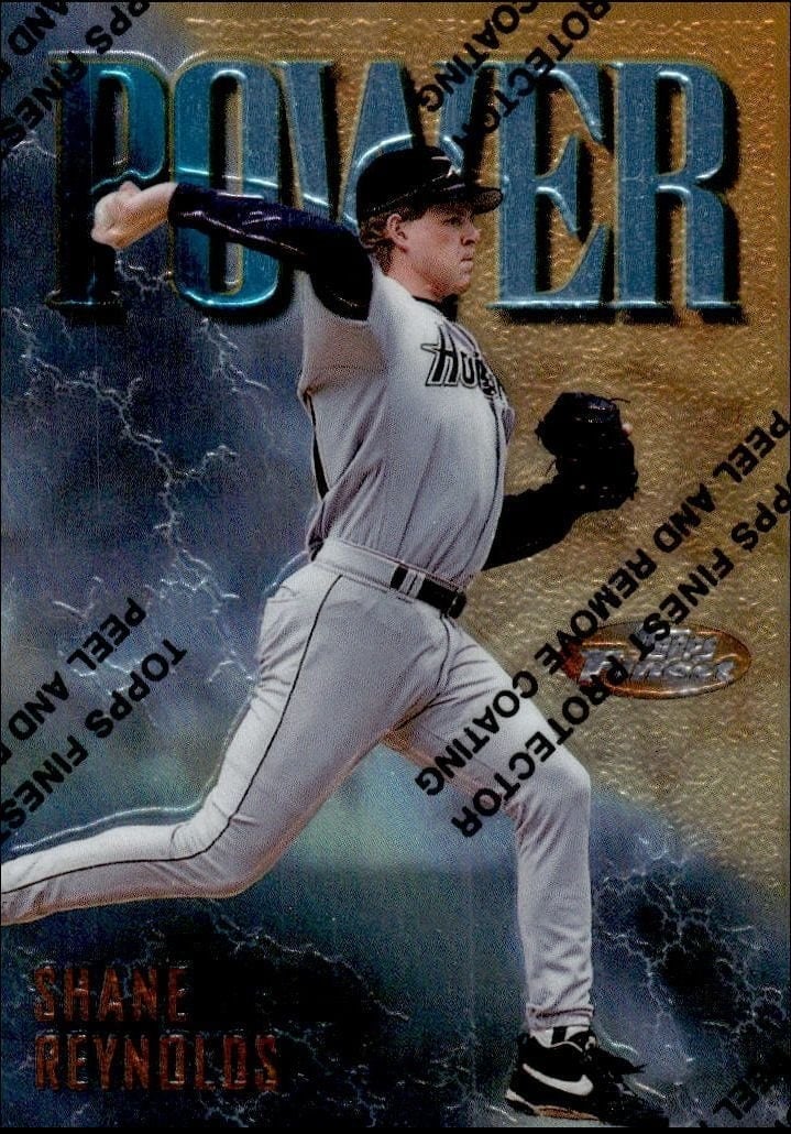 Shane Reynolds 1997 Topps Finest #258 Baseball Trading Card - Front 1997 Topps Finest Shane Reynolds #258 baseball trading card front