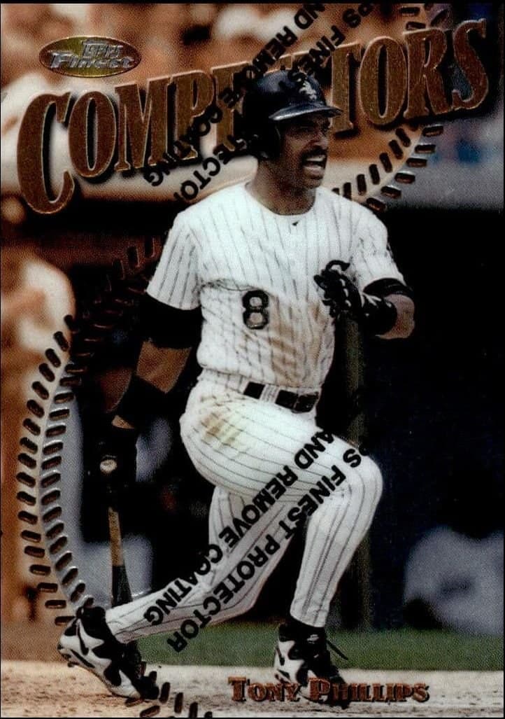 Tony Phillips 1997 Topps Finest #215 Baseball Trading Card - Front 1997 Topps Finest Tony Phillips #215 baseball trading card front