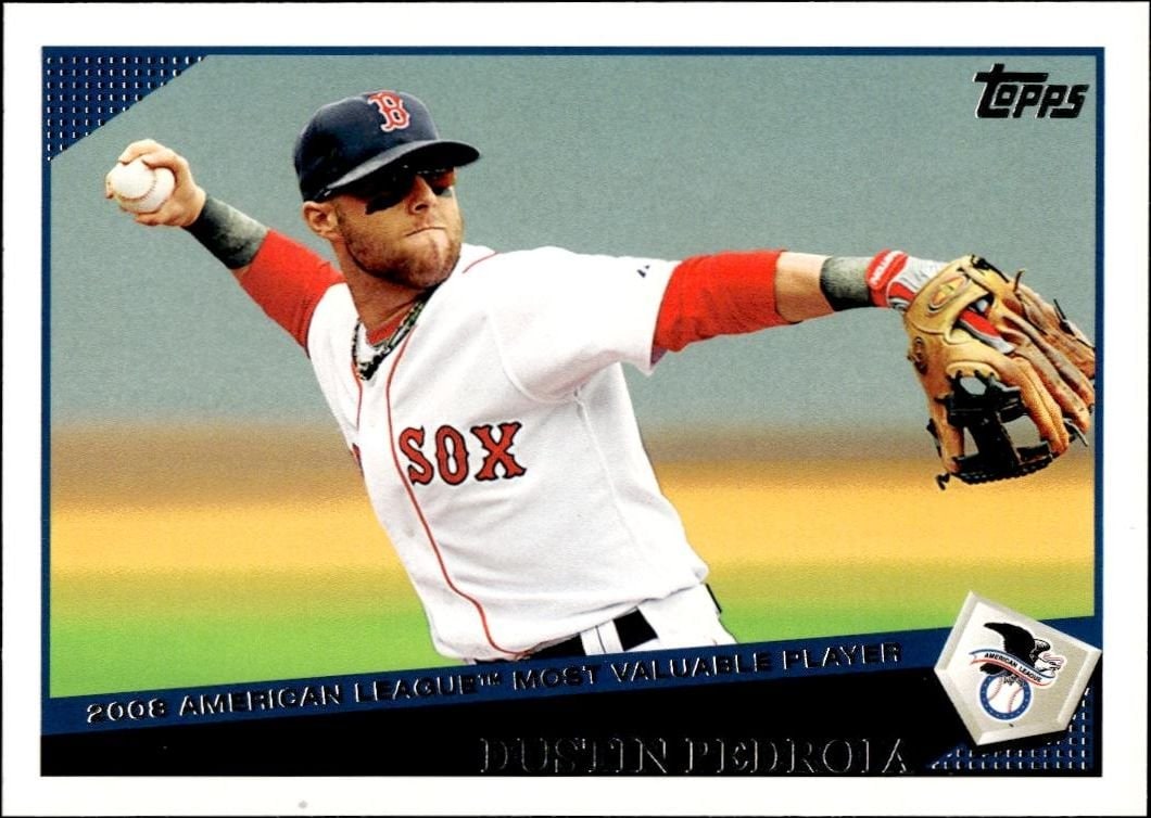 Dustin Pedroia 2009 Topps #66 Baseball Trading Card - Front 2009 Topps Dustin Pedroia #66 baseball trading card front