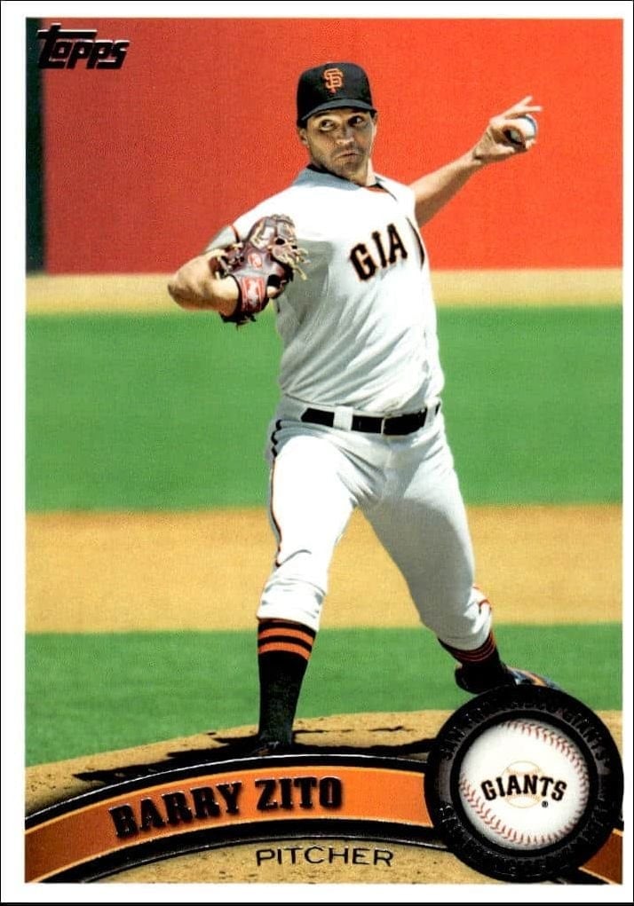 Barry Zito 2011 Topps #22 Baseball Trading Card - Front 2011 Topps Barry Zito #22 baseball trading card front