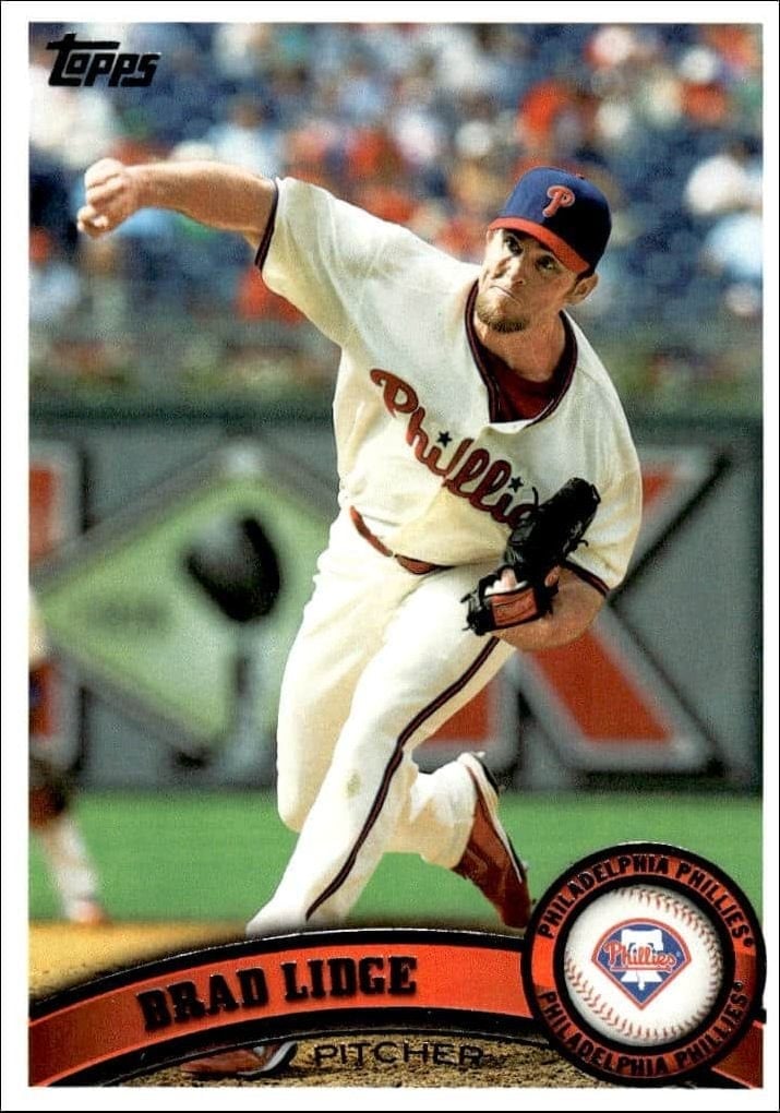 Brad Lidge 2011 Topps #242 Baseball Trading Card - Front 2011 Topps Brad Lidge #242 baseball trading card front