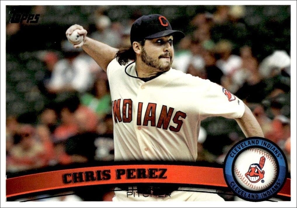 Chris Perez 2011 Topps #159 Baseball Trading Card - Front 2011 Topps Chris Perez #159 baseball trading card front