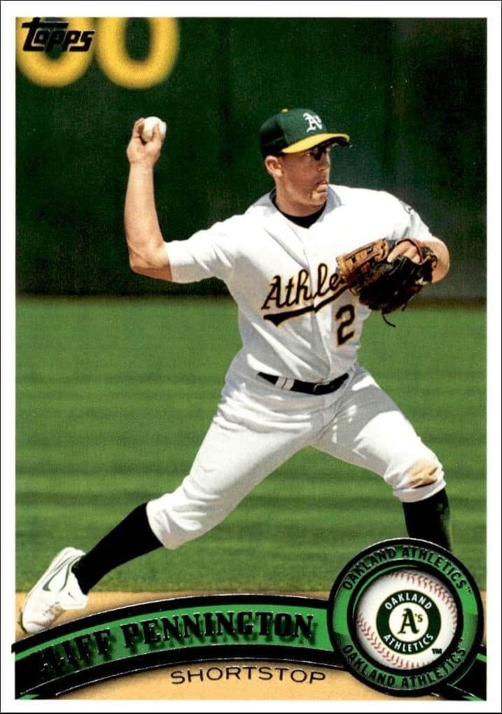 Cliff Pennington 2011 Topps Series 2 #353 Baseball Trading Card - Front 2011 Topps Series 2 Cliff Pennington #353 baseball trading card front